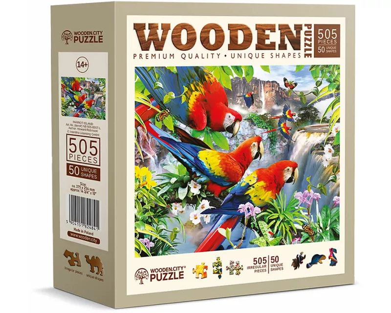 Holzpuzzle L Parrot Island