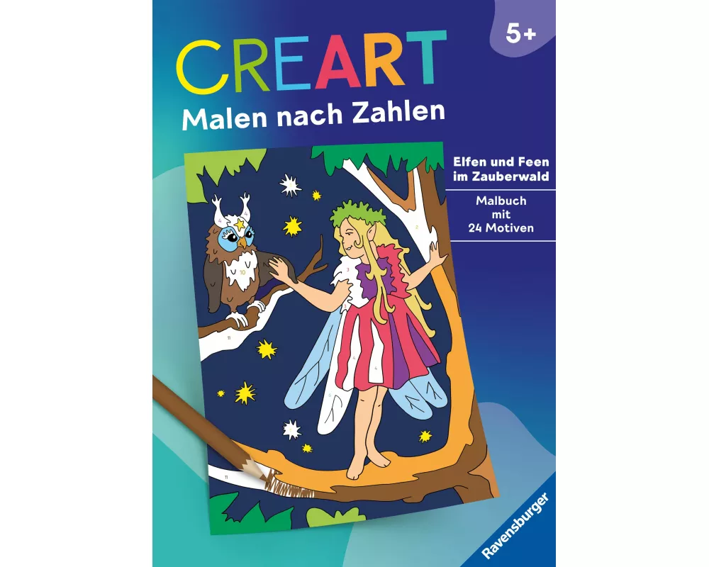 CreArt Malen nach Zahlen ab 5 - Elfen und Feen im Zauberwald