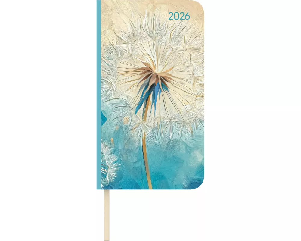 Alpha Edition - Lady Journal Slim Blowballs 2026 – Taschenkalender 9×16cm – Weekly – kompakter Wochenplaner mit Notizseiten, Info- & Adressteil – 128