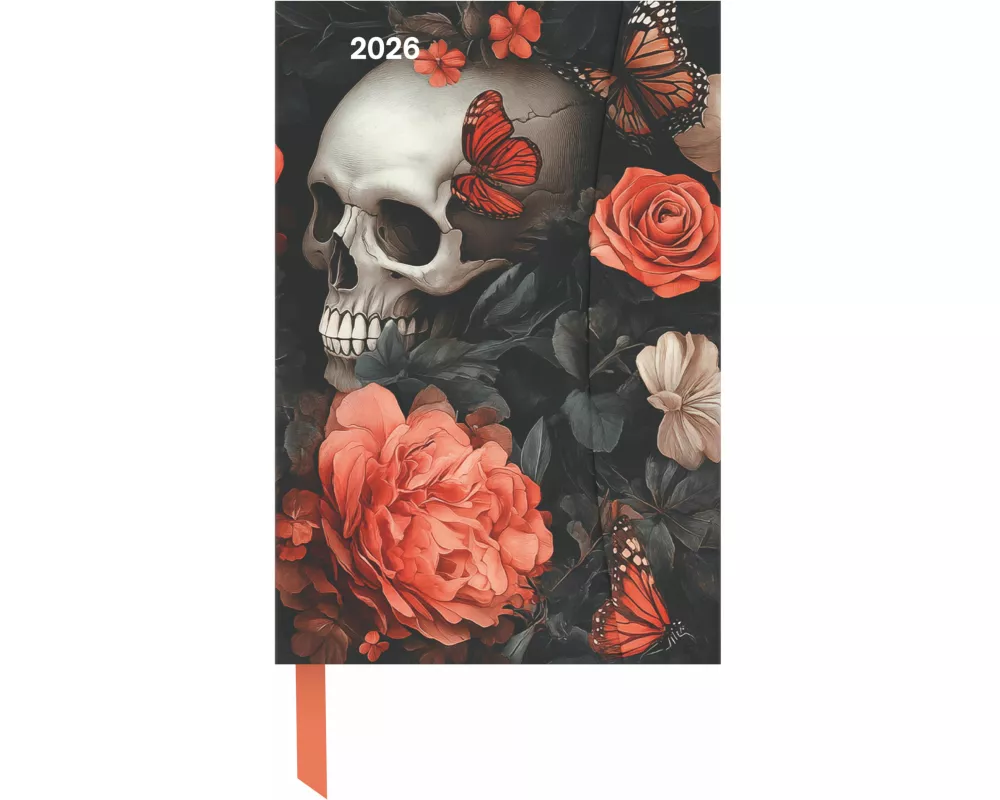 teNeues - Skull 2026 – Buchkalender 10x15 cm | Kompakter Wochenkalender mit Magnetverschluss für Design- & Lifestyle-Fans