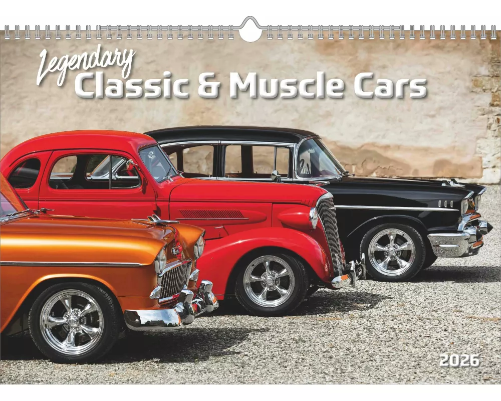 N Neumann - Legendary Classic & Muscle Cars 2026 – Wandkalender A3 (42x30 cm) mit 12 Monatsblättern, Spiralbindung & internationalem Kalendarium, Oldt