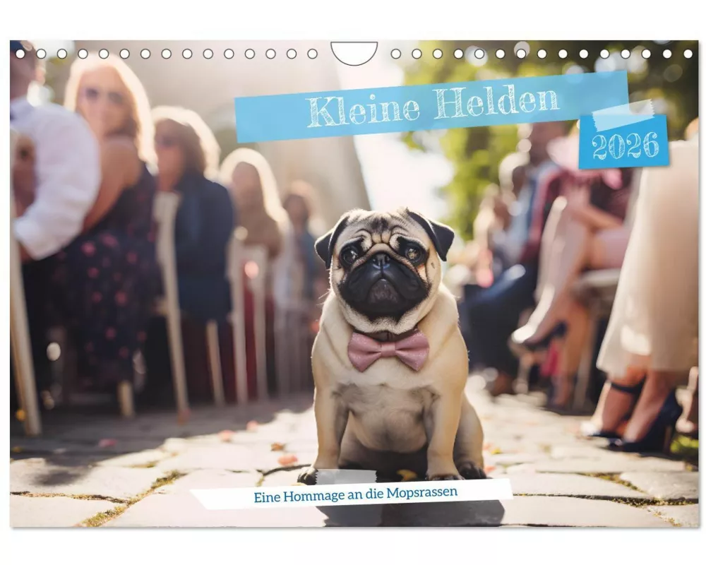 Kleine Helden - eine Hommage an die Mopsrasse (Wandkalender 2026 DIN A4 quer), CALVENDO Monatskalender