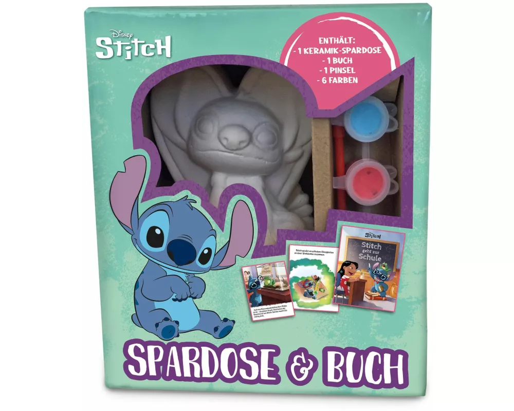 Disney Stitch: Spardose & Buch