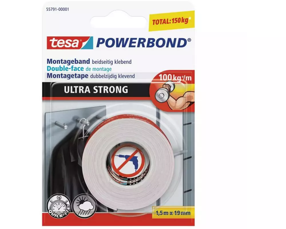 tesa Montageband Powerbond Ultra Strong 1.5 m x 19 mm
