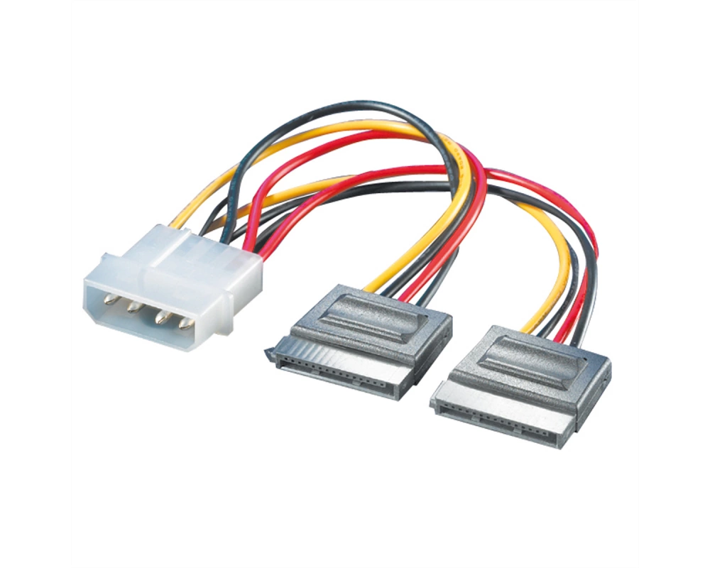 ROLINE Y-Adapterkabel 4 pol. HDD / 2x SATA, 0,12 m