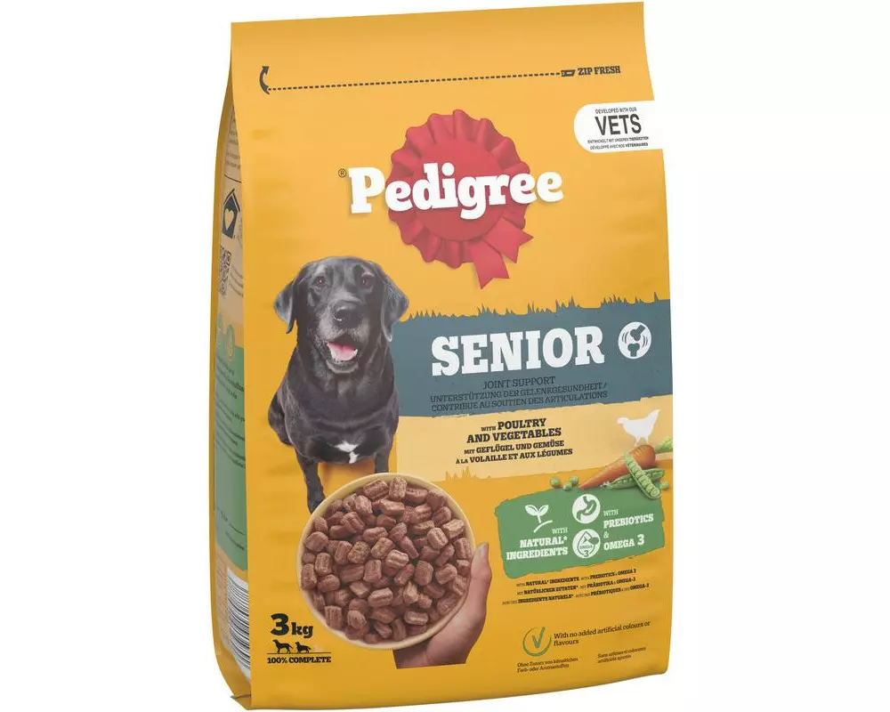 Pedigree Trockenfutter Senior Geflügel und Gemüse, 3 kg