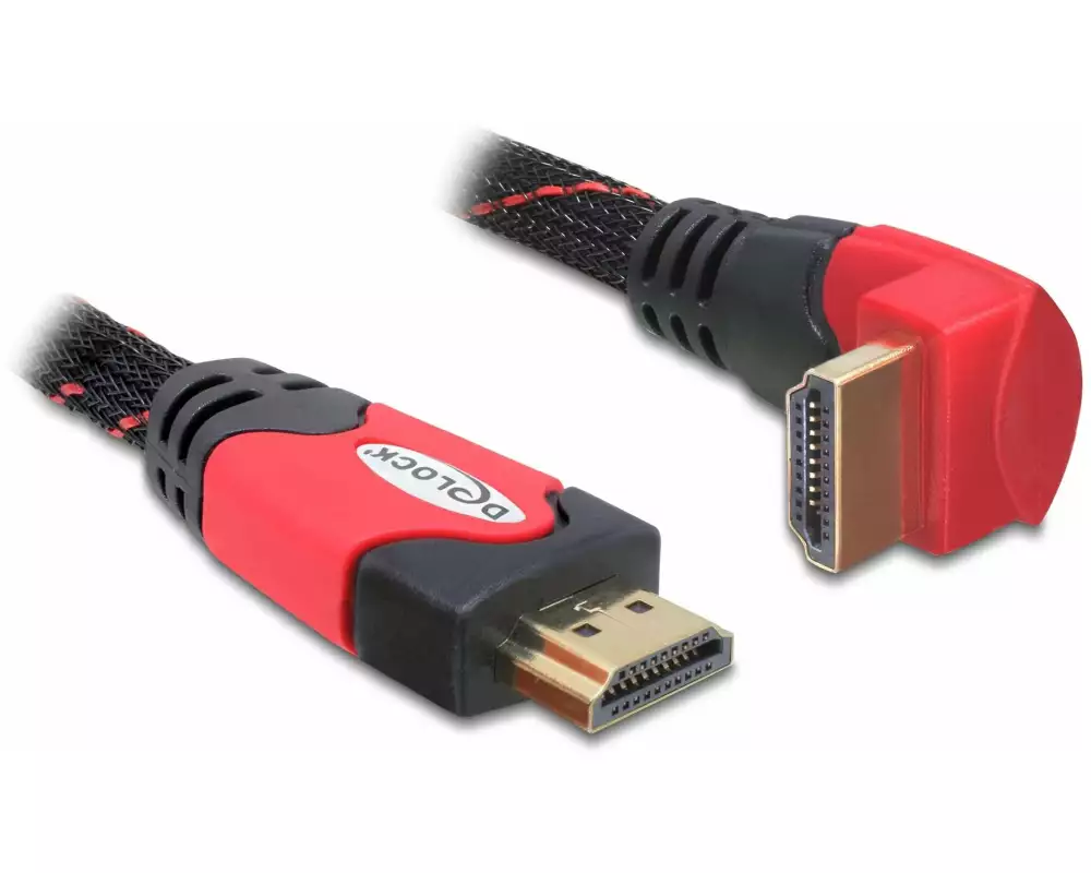 Delock Kabel gewinkelt unten HDMI - HDMI, 1 m, Rot