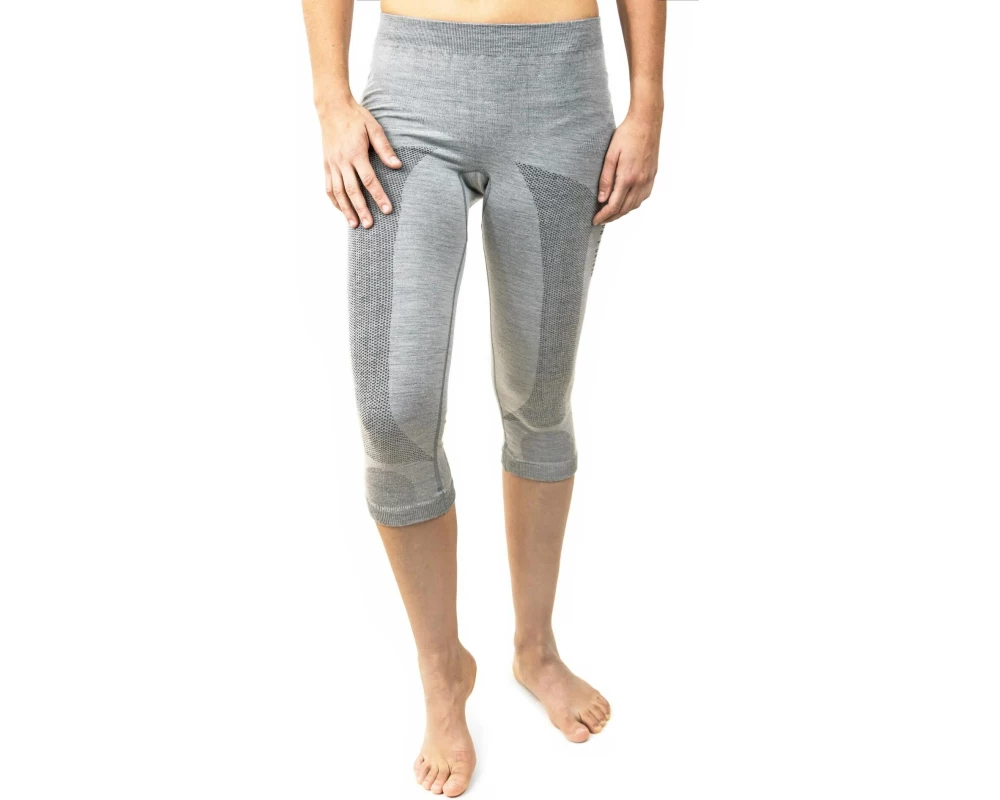 Merino & More Damen Funktionsunterhose 3/4 XL, Grau/Hellgrau