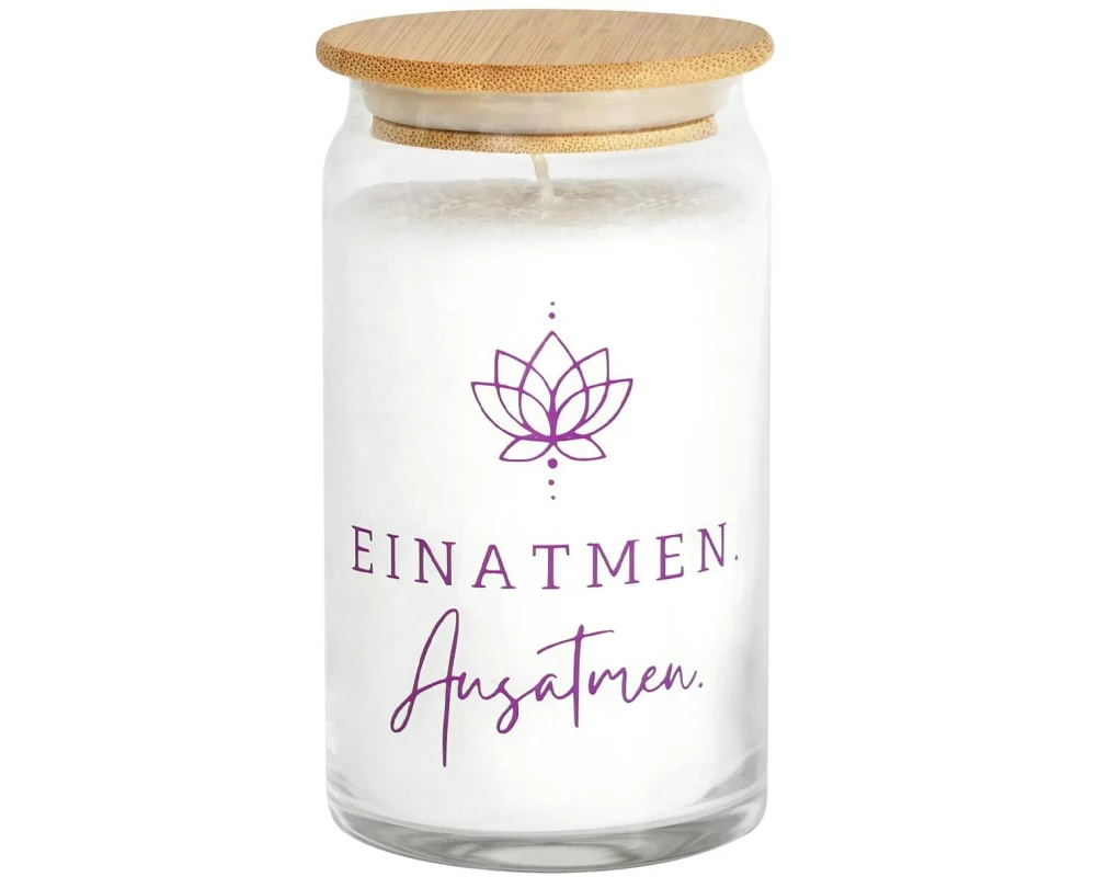 Candle Factory Kerze im Glas Einatmen Ausatmen 12 x 7 cm