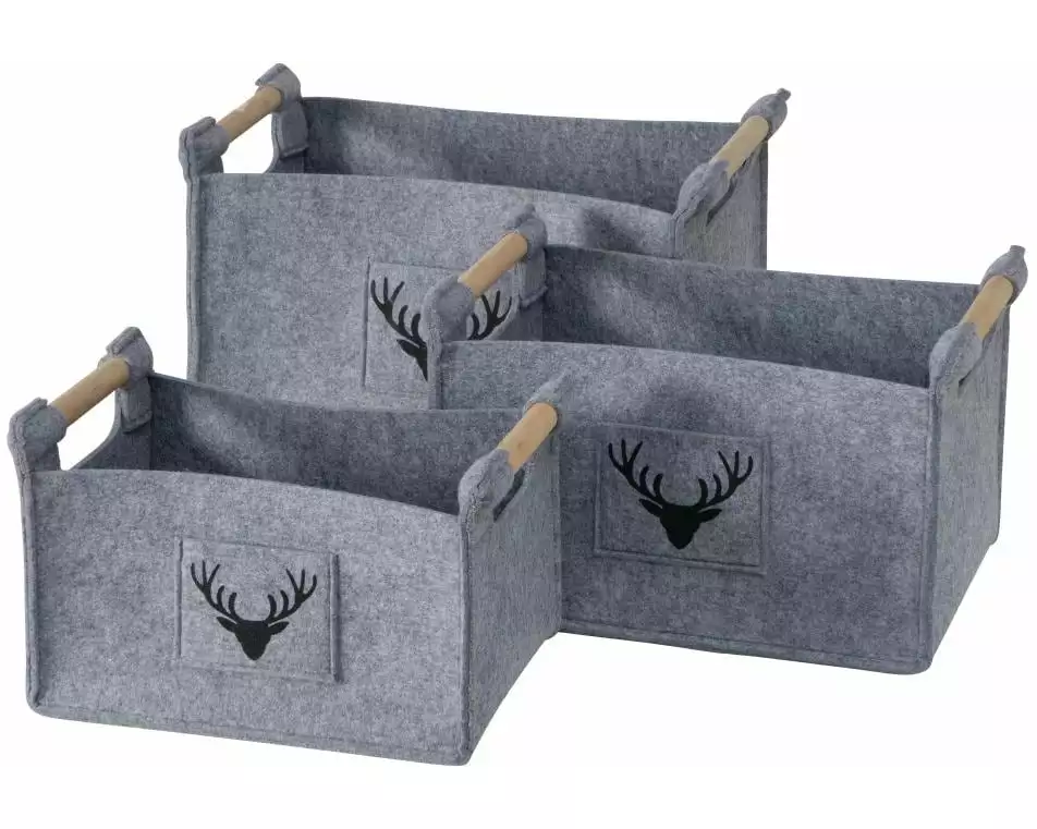 Boltze Aufbewahrungskorb Karly 3er Set, Grau