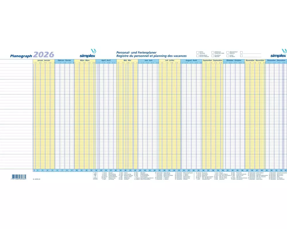 Simplex Jahresplaner Planograph 2026 3 Stück