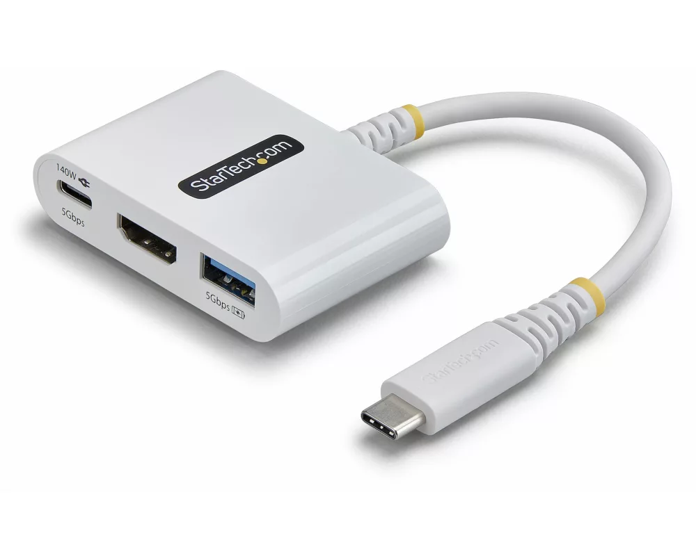 StarTech.com 168W-USBC-MULTIPORT laptop dock/port replicator Kabelgebunden USB 3.2 Gen 1 (3.1 Gen 1) Type-C Weiß