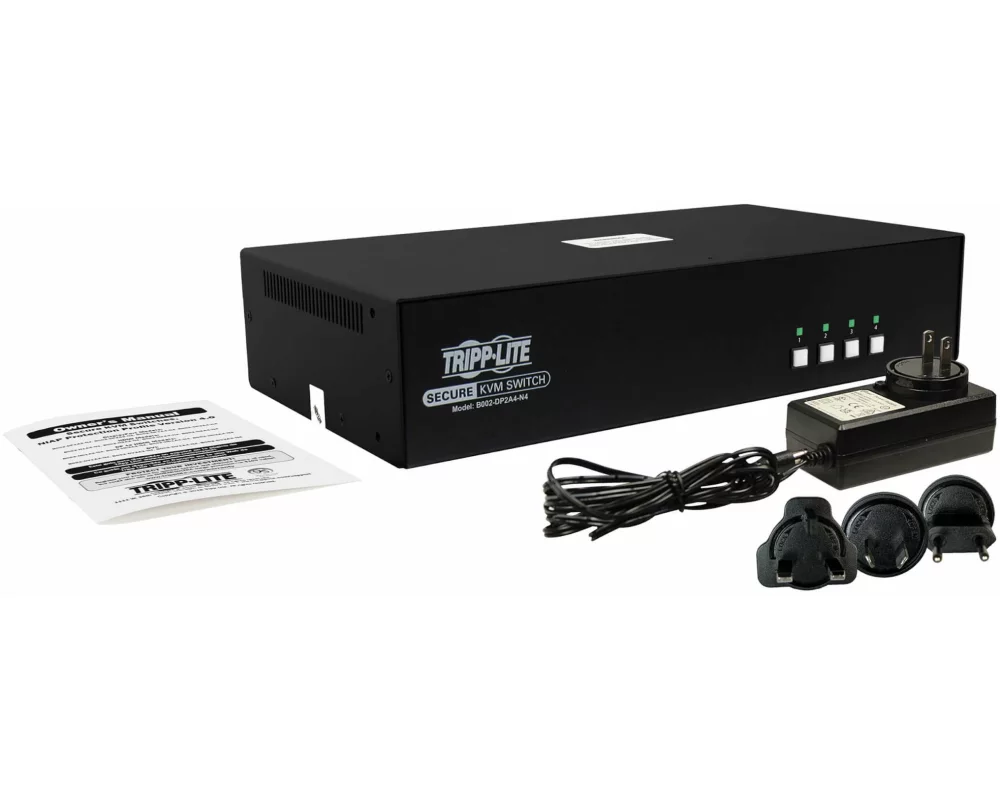 EATON TIPPLITE Secure KVM Switch, 4-Port DisplayPort, Dual Monitor, NIAP PP 3.0