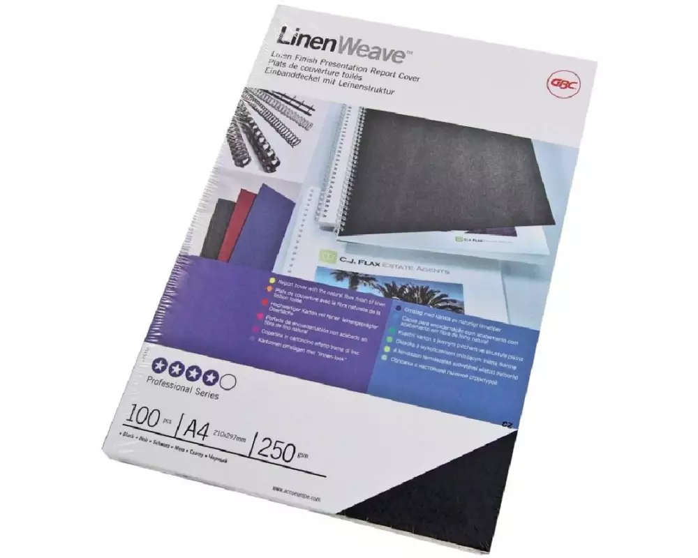 GBC Einbanddeckel Linen Weave 100 Stück, Weiss