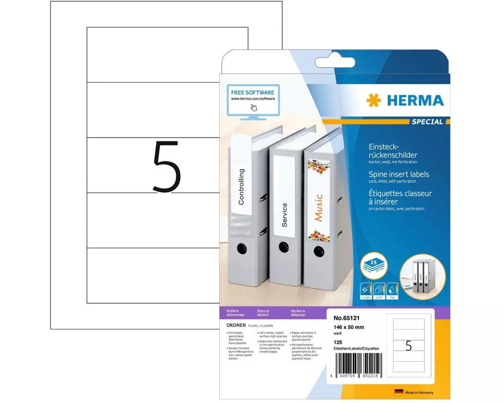 HERMA Rückenschilder 125 Etiketten à 25 Blatt