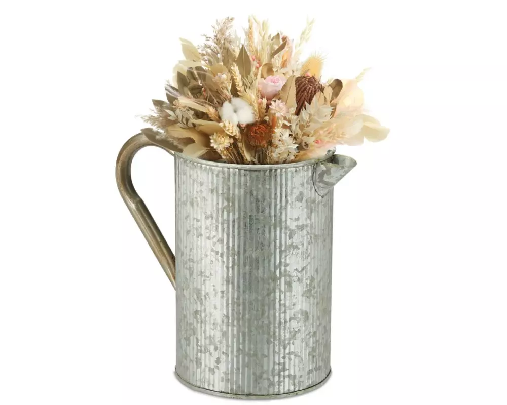relaxdays Vase Vintage Krug 21 cm, Silber