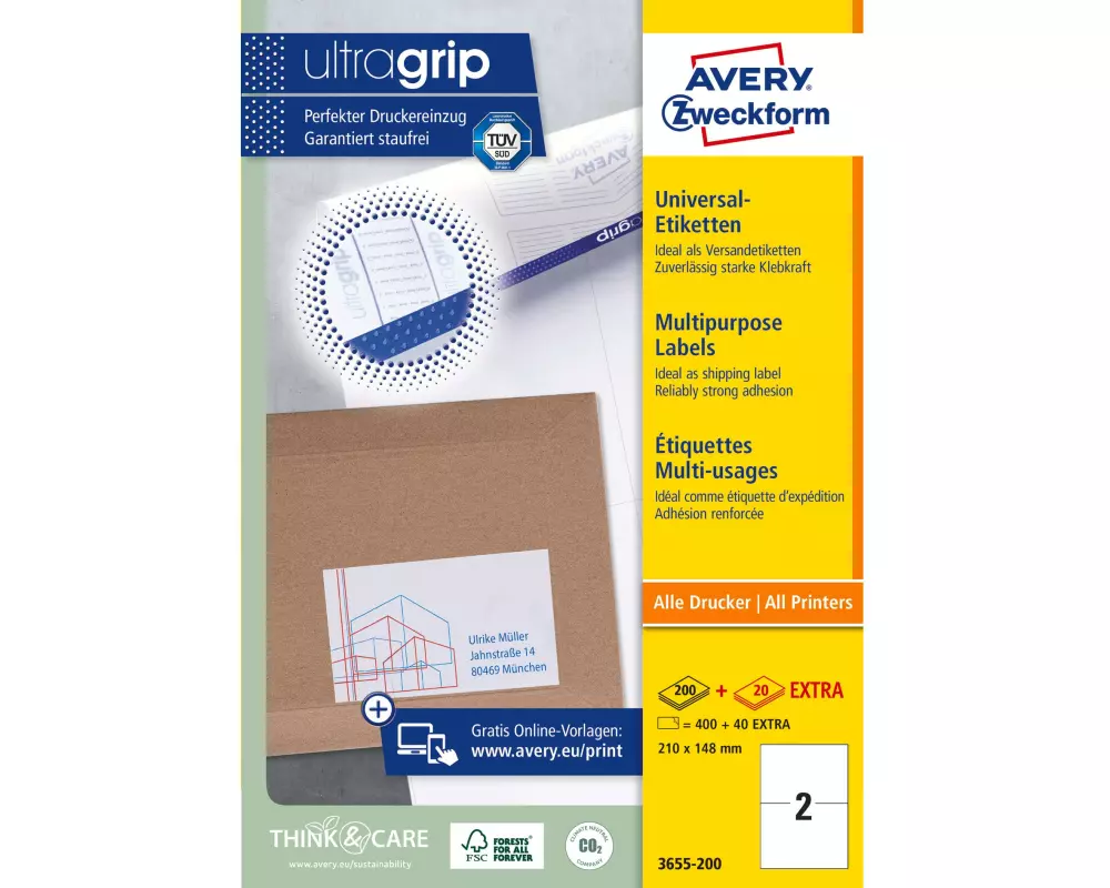Avery Zweckform Universal-Etiketten 3655 210 x 148 mm, 220 Blatt