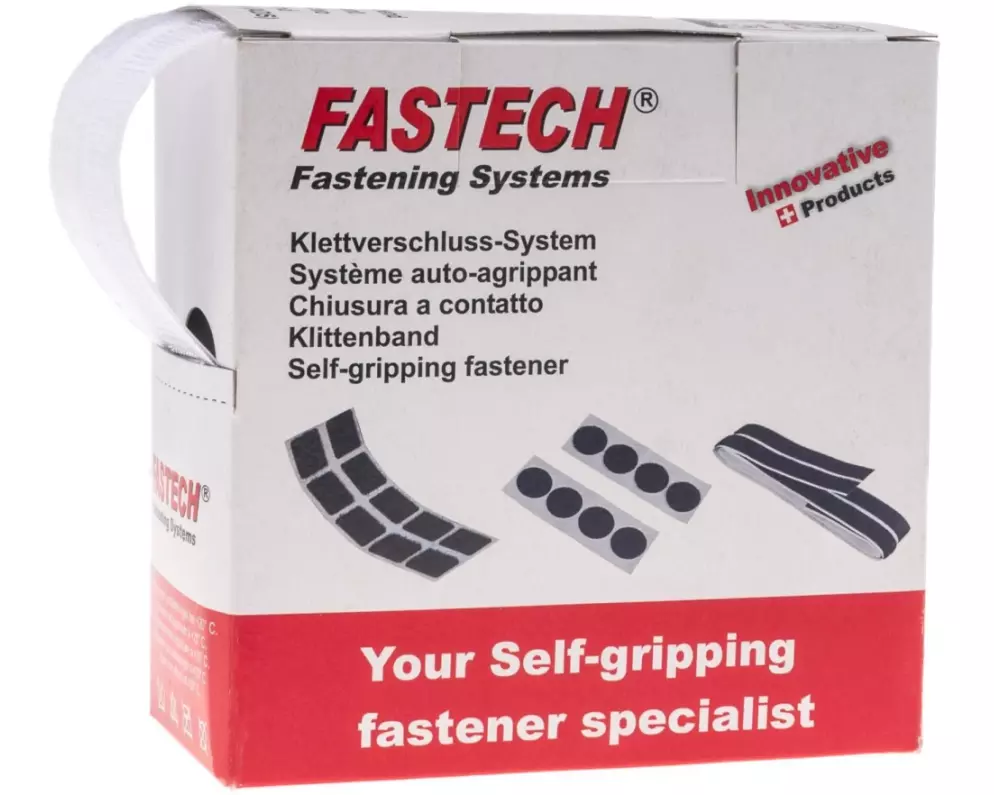 FASTECH Klettband-Box 20 mm x 5 m selbstklebend, Weiss