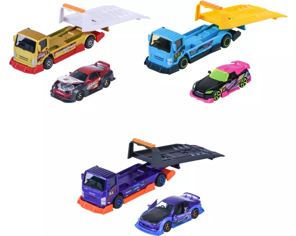 Majorette JDM Legends Tuning Transporter, 3-sort. mit Anhänger