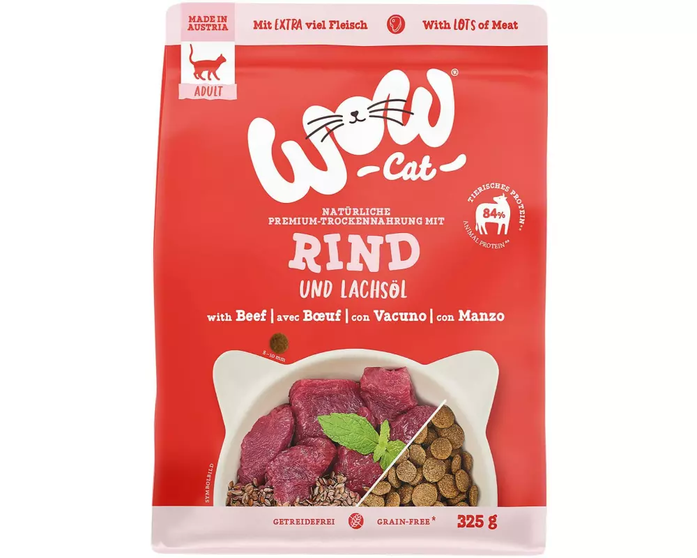 WOW Cat Adult Rind mit Lachsöl, 325 g