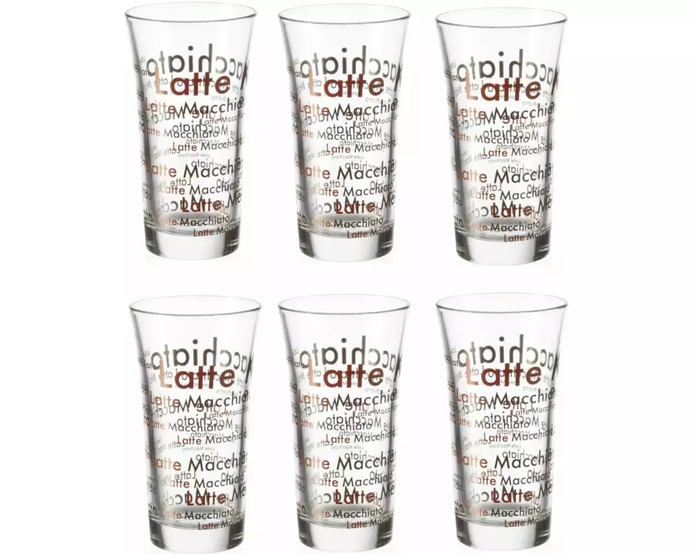 Montana Latte Macchiato Tasse Enjoy 285 ml, 6 Stück, Transparent