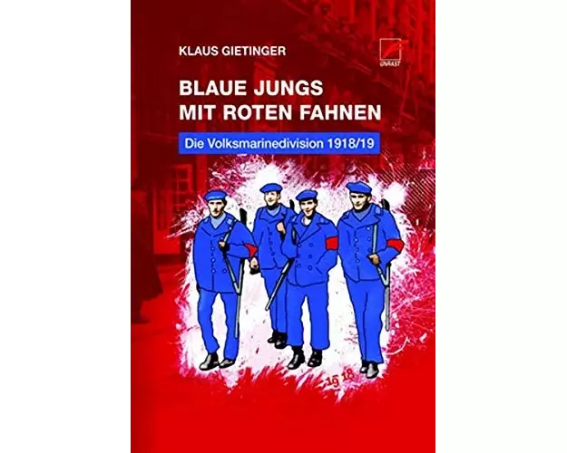 Blaue Jungs mit roten Fahnen