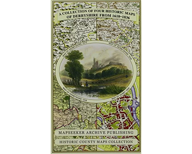 Derbyshire 1610 - 1836 - Fold Up Map that features a collection of Four Historic Maps, John Speed's County Map 1611, Johan Blaeu's County Map of 1648,