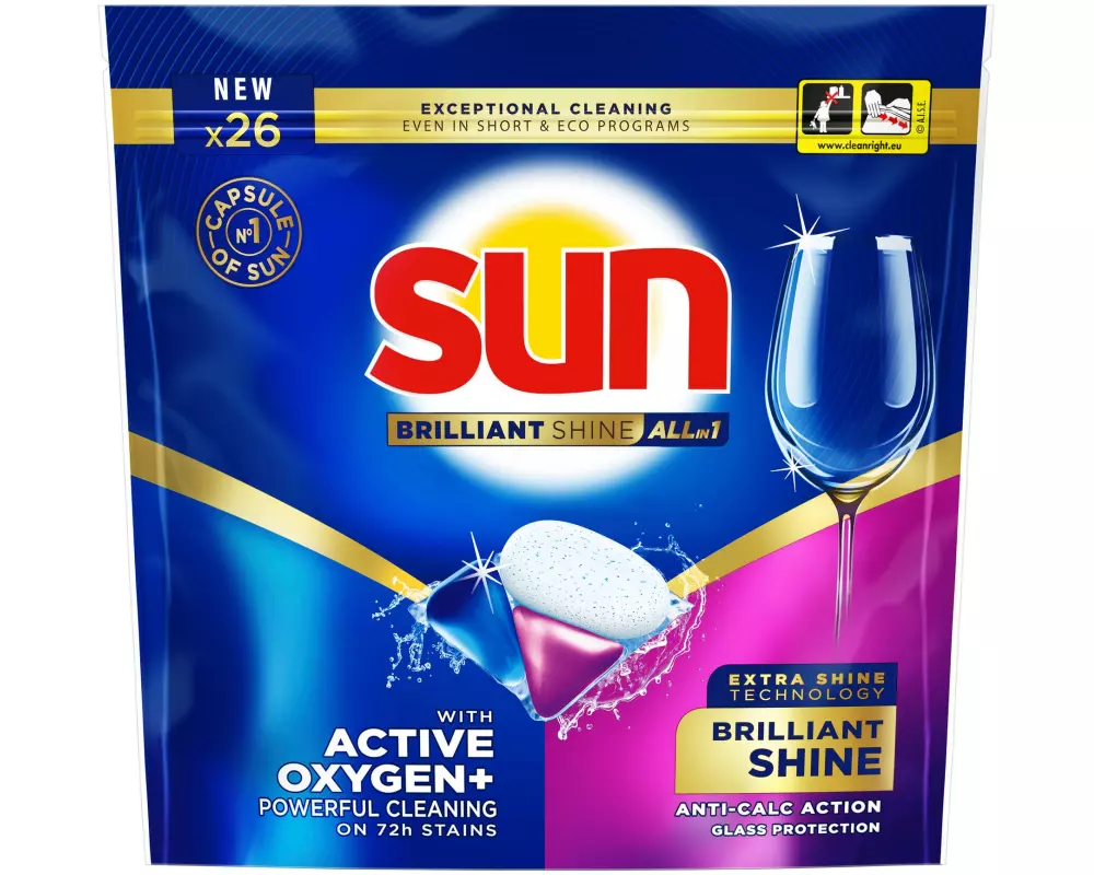 SUN Maschinenspülmittel Brilliant Shine All-in-1 Caps 26 Stück