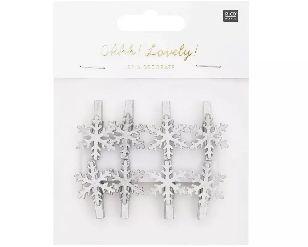Rico Design Weihnachtsdeko Schneeflocke 8 Stück, Silber