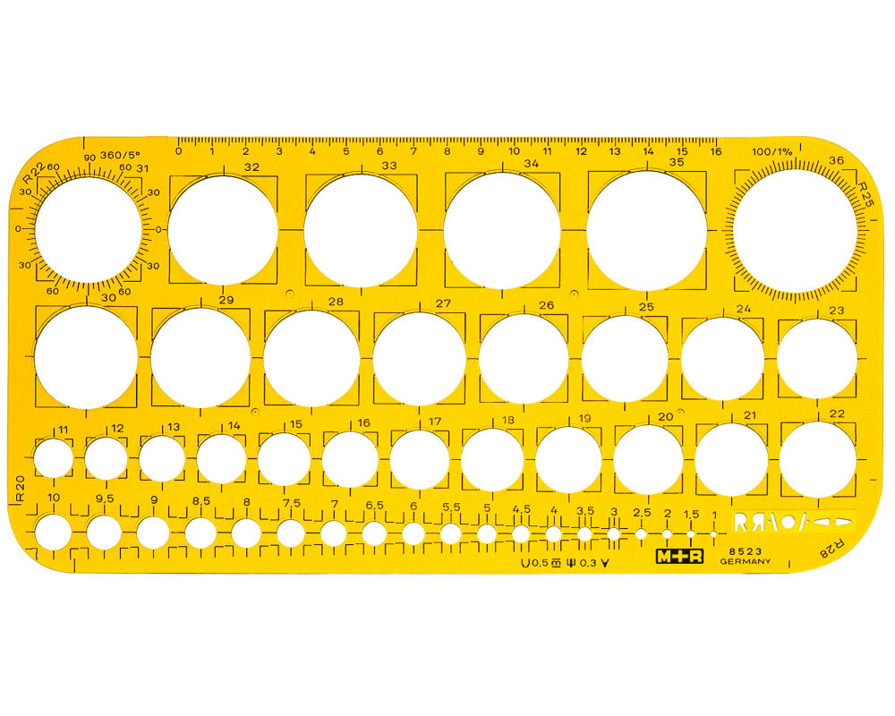 M+R Lochkreisschablone 1-36mm 85230670 gelb-transparent