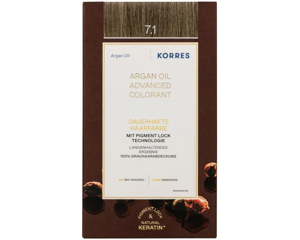 KORRES Dauerhafte Haarfarbe Arganöl 7.1 Aschblond 145 ml