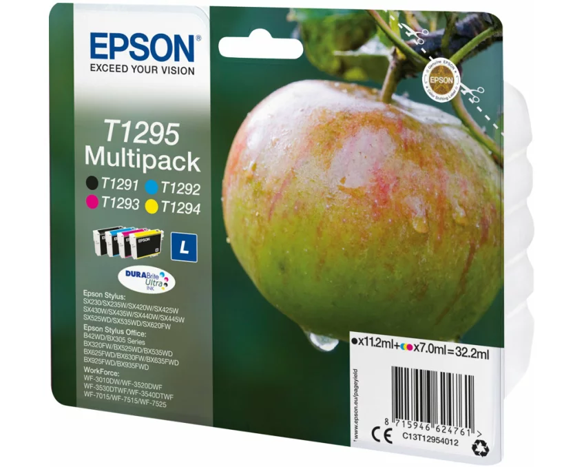 Epson T1295 ink cartridge black and tri-colour high capacity 11.2ml- 3 x 7ml 4-pack RF-AM blister