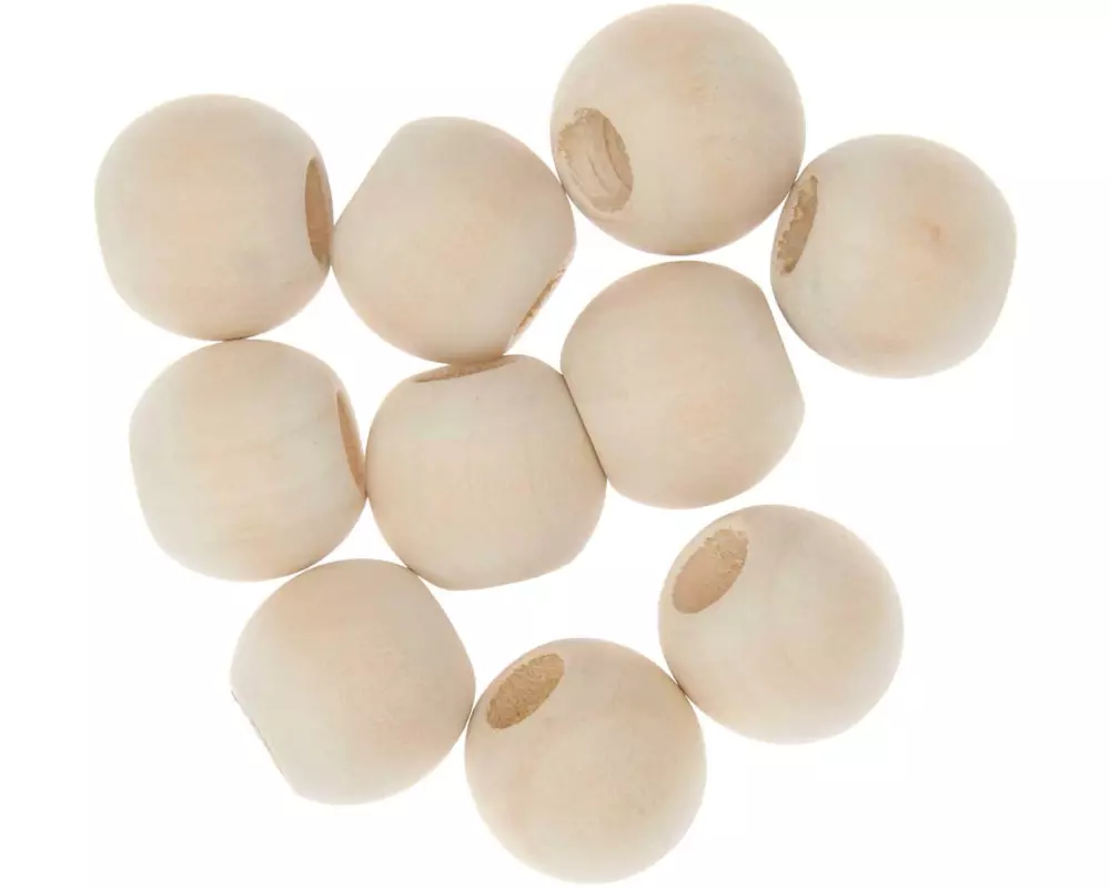 Rico Design Holzperlen Makramee Nature, 10 Stück