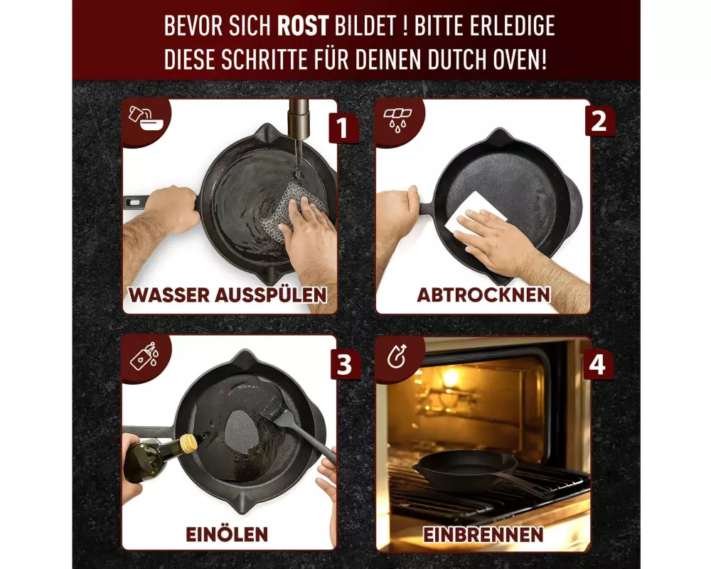 Gusskoenig Bratpfanne 30 cm mit Ledergriff