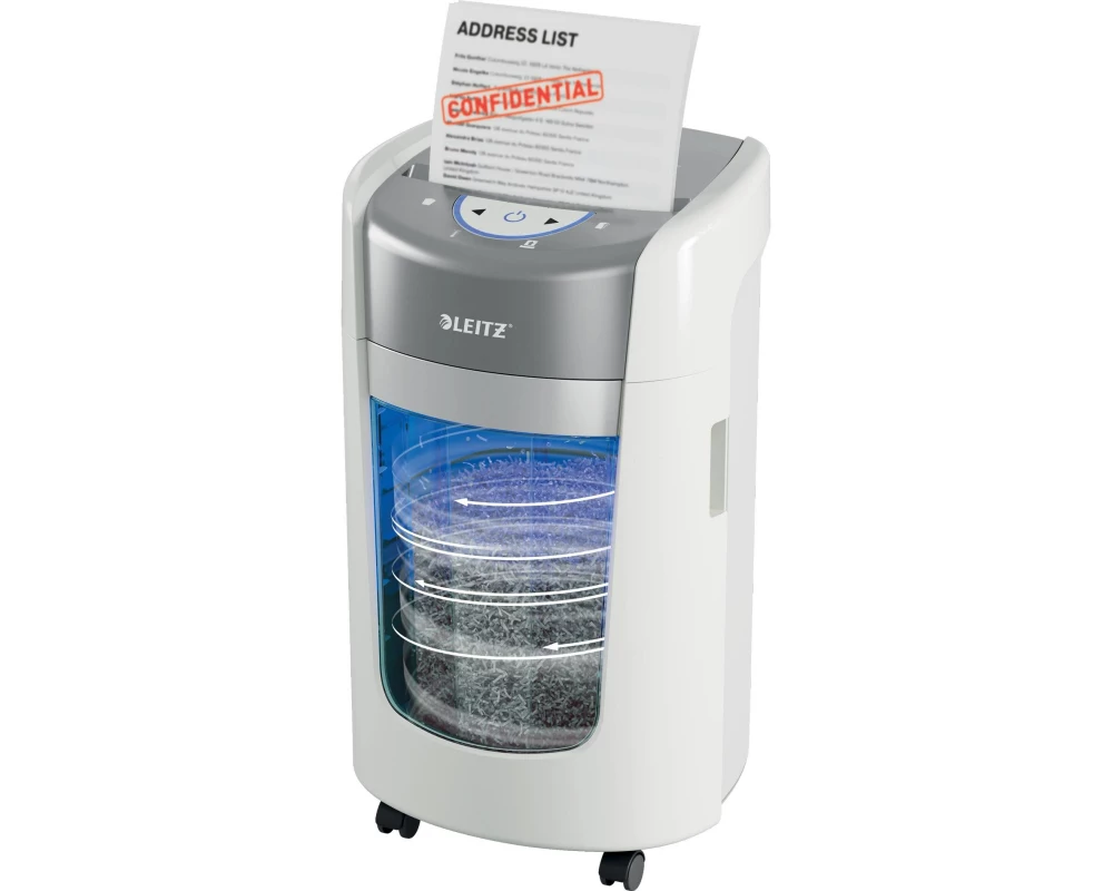 Leitz Bürogeräte Aktenvernichter IQ OptiMax Home Office 225 P-5, 15 l, Weiss