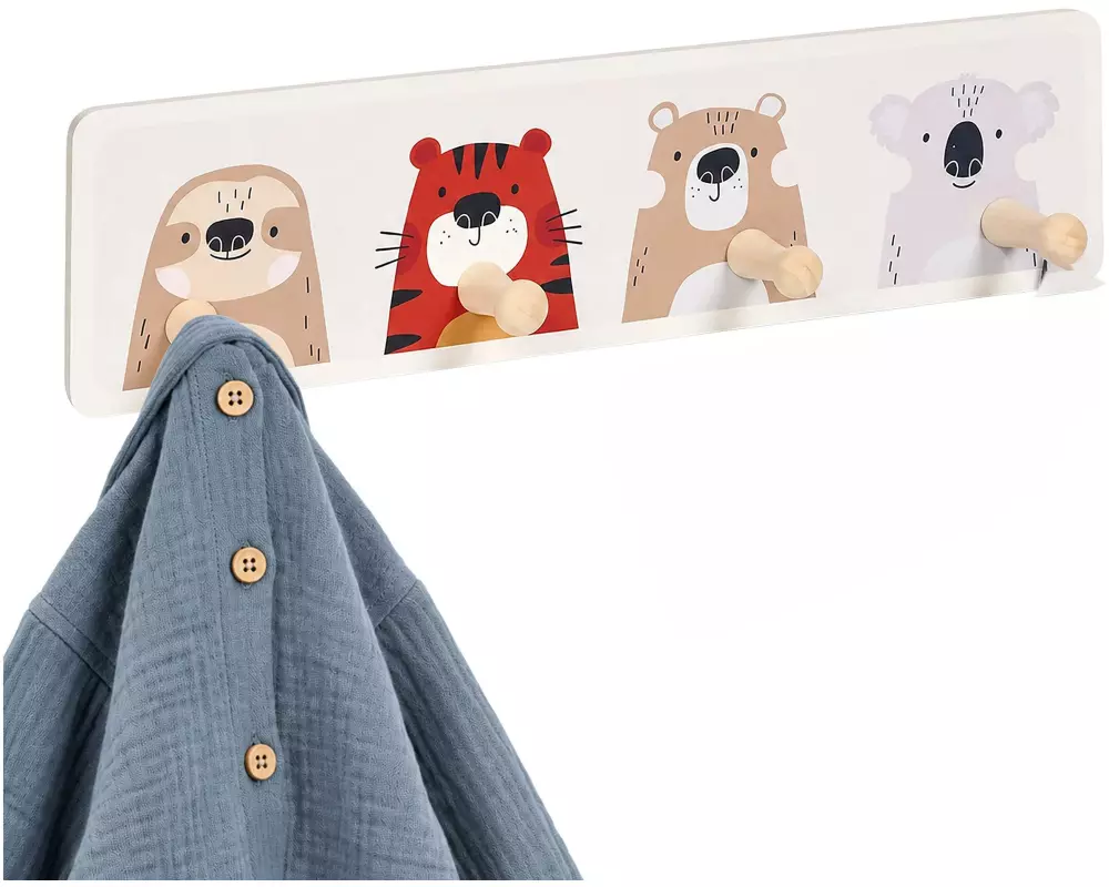 relaxdays Kindergarderobe x , Braun/Grau/Weiss