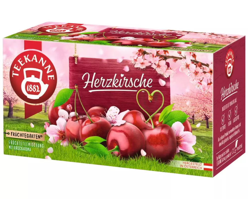 Teekanne Teebeutel Herzkirsche 20 Stück