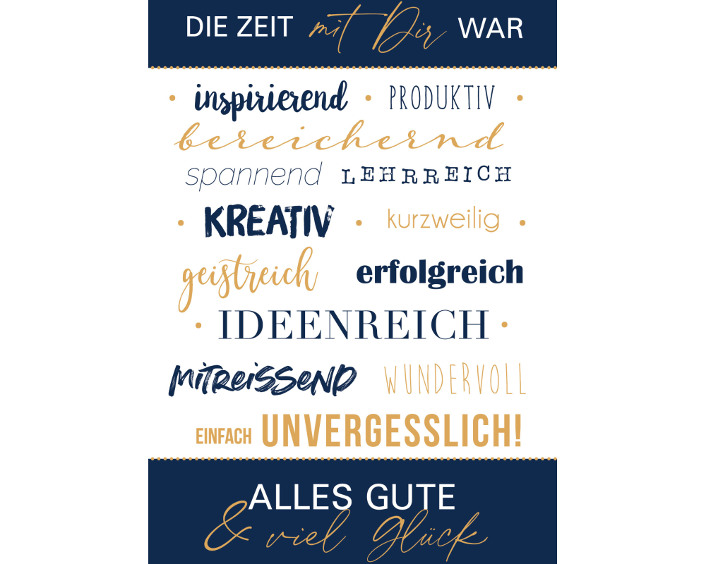 ABC Abschiedskarte DE B6 52297 Die Zeit mit Dir war