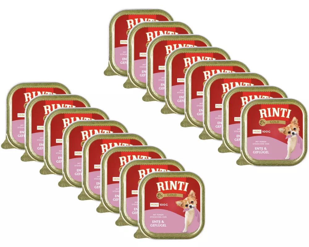 Rinti Nassfutter Gold Mini Ente & Geflügel, 16 x 100 g
