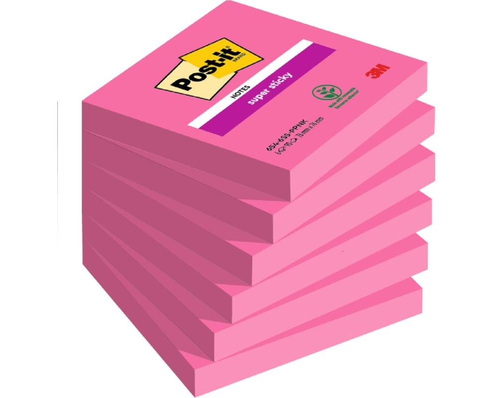 POST-IT Notes Super Sticky 76x76mm 654-6SS-PPNK powerpink 6x90 Blatt