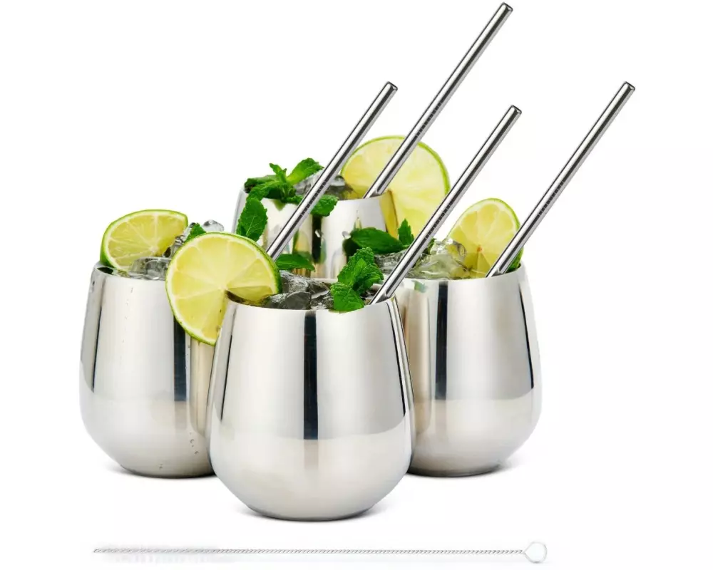 Oak & Steel Cocktailglas 350 ml, 4 Stück, Silber