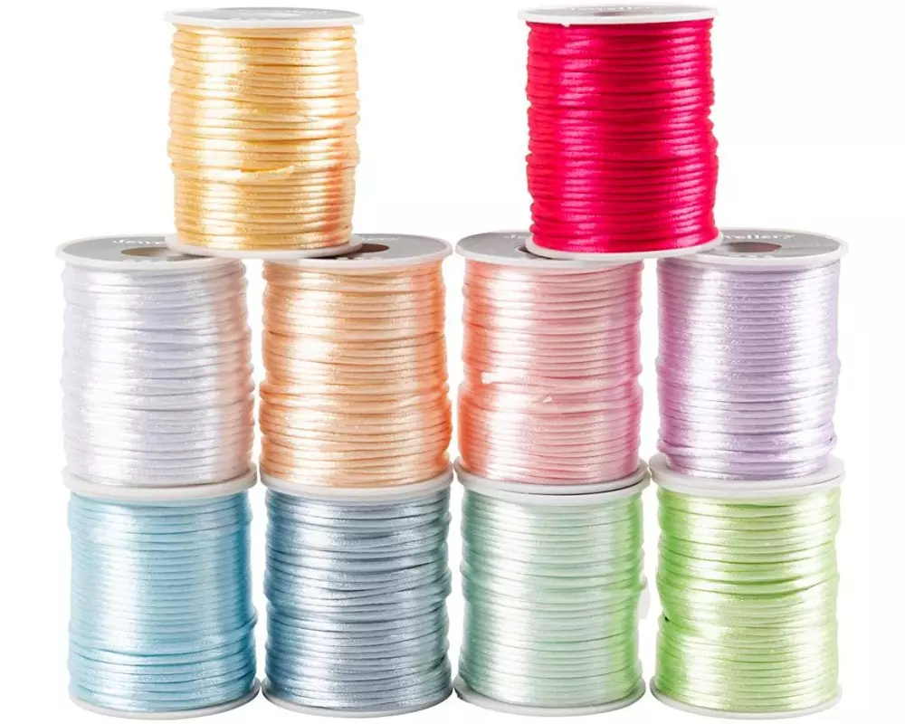 Creativ Company Satinband 2 mm x 50 m, mehrfarbig sortiert, 10 Stück