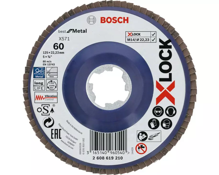 Bosch Professional Fächerschleifscheibe X-LOCK Best for Metal K60, 125 mm