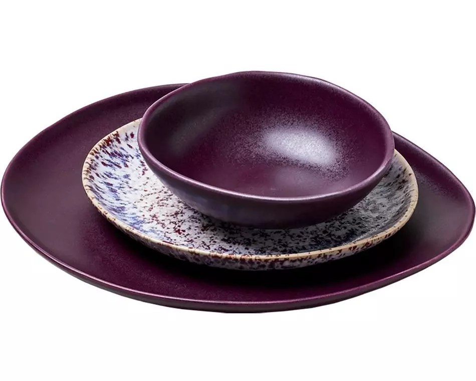 Chic Mic Geschirr Set Hortensia 3-teilig, Weiss/Lila