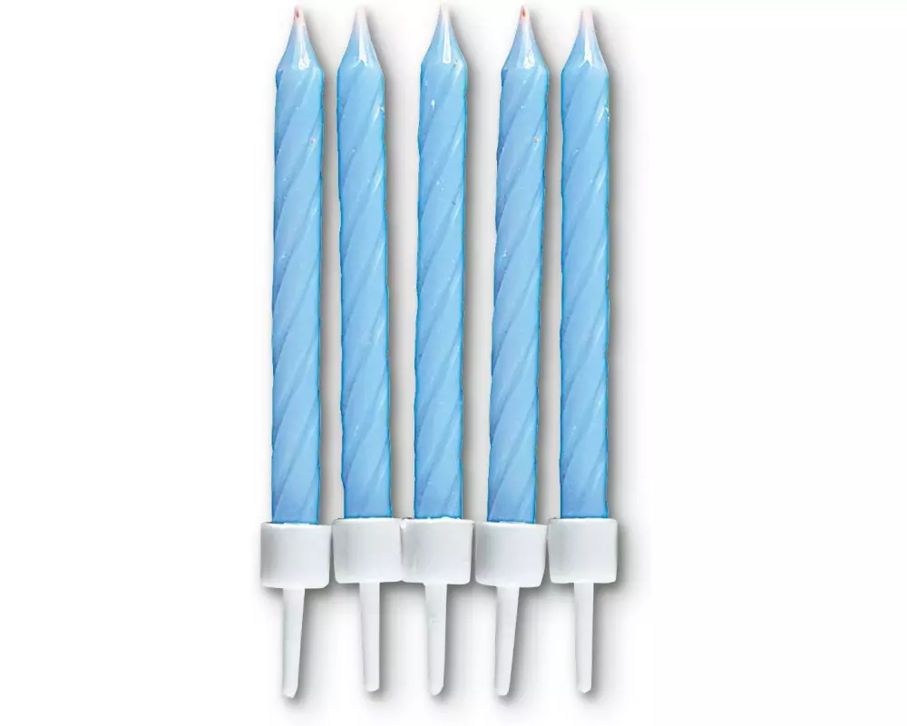 Städter Kerze mit Halter 10 Stück, Hellblau, 7.5 cm