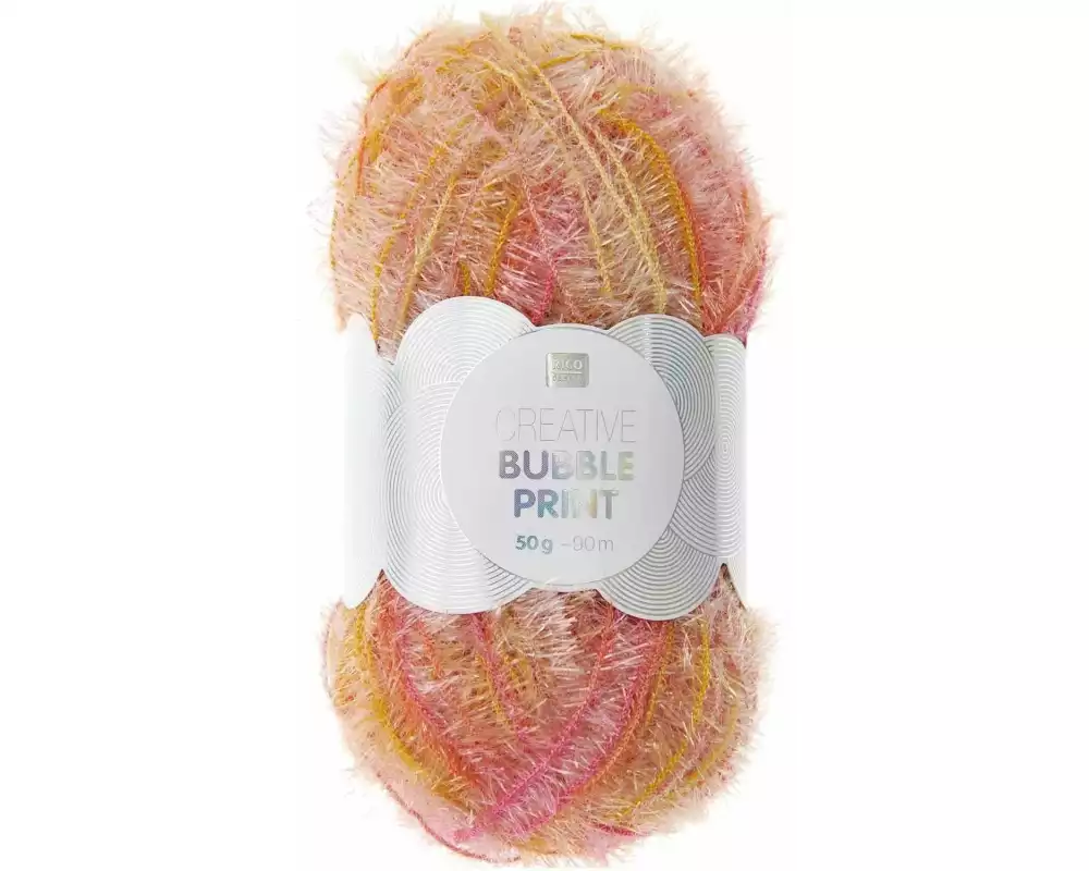 Rico Design Wolle Creative Bubble Print 50 g, Hellorange; Mehrfarbig