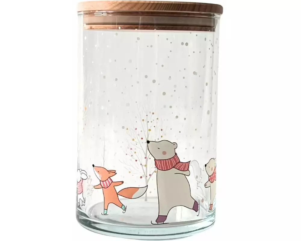 Wunderle Vorratsglas Wintermärchen 880 ml, mit Holzdeckel