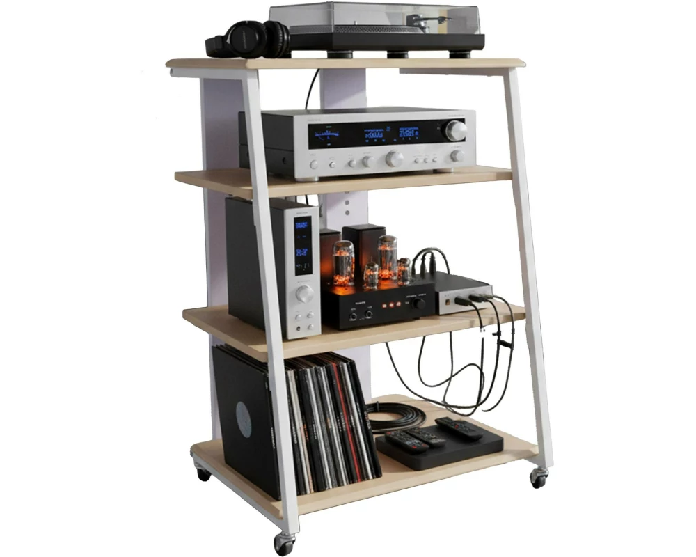 relaxdays TV-Möbel Hifi-Regal 78 x 61 x 52 cm Hellbraun/Weiss