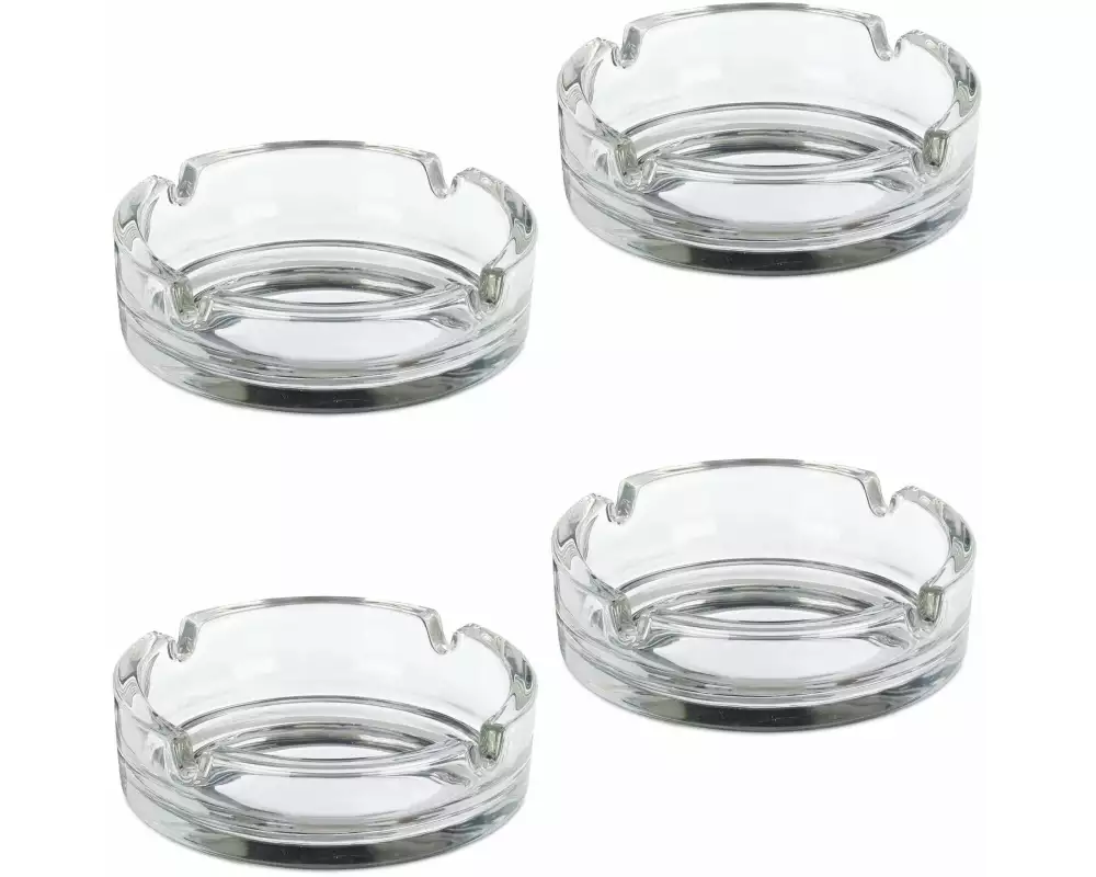 relaxdays Aschenbecher aus Glas 4er Set, Transparent