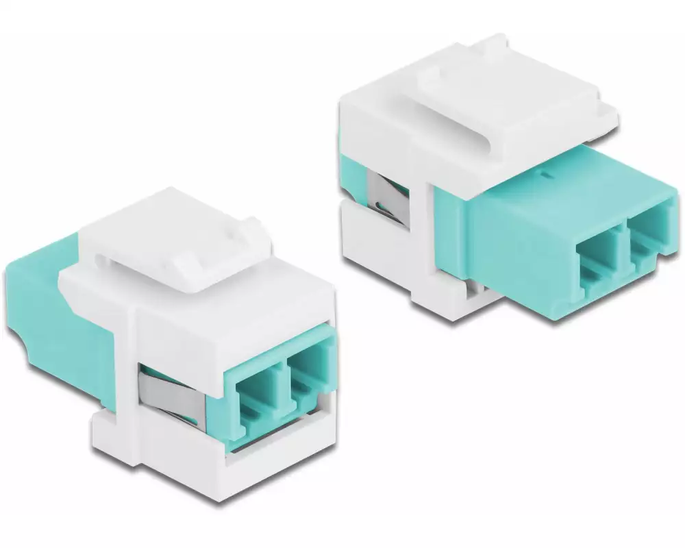 Delock Keystone-Modul LC Buchse zu LC Buchse Aqua / Weiss